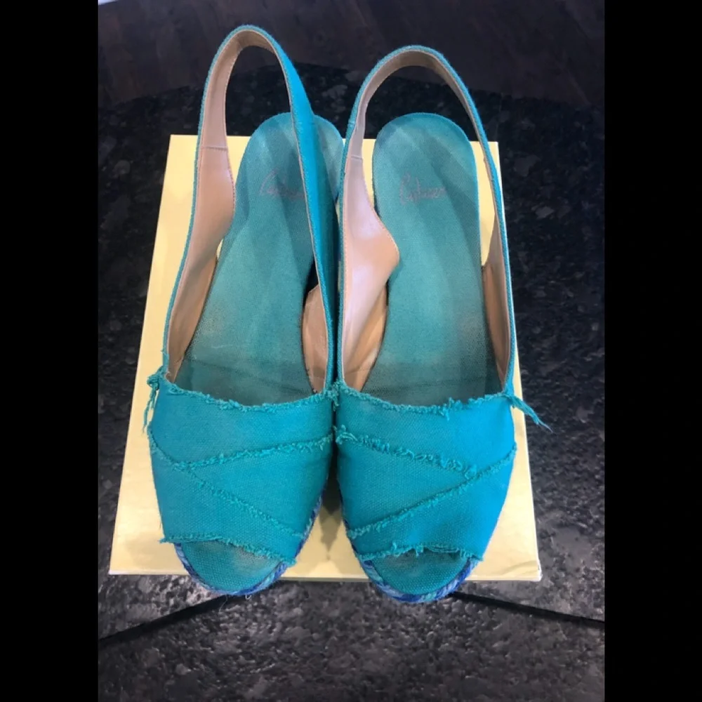 Castaner Green/Blue Frayed Edge Espadrilles